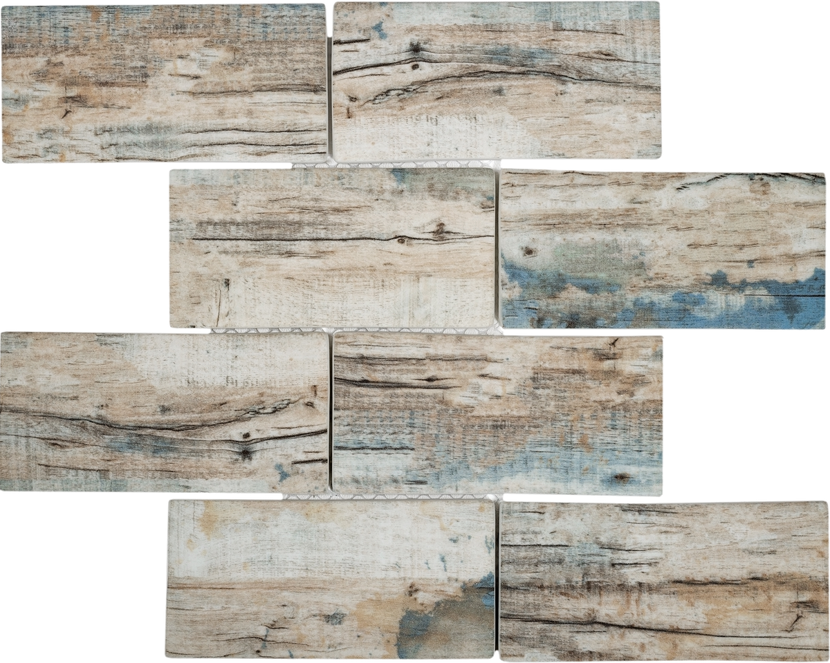 Apollo Tile Beige and Gray 11-in x 12-in Matte Recycled Glass Brick Wood Look Wall Tile (9.18-sq. ft/ Carton)
