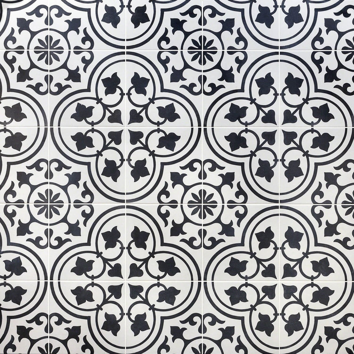 Artmore Tile Cabello White Ornate 9-in x 9-in Matte Porcelain Encaustic Floor and Wall Tile product image