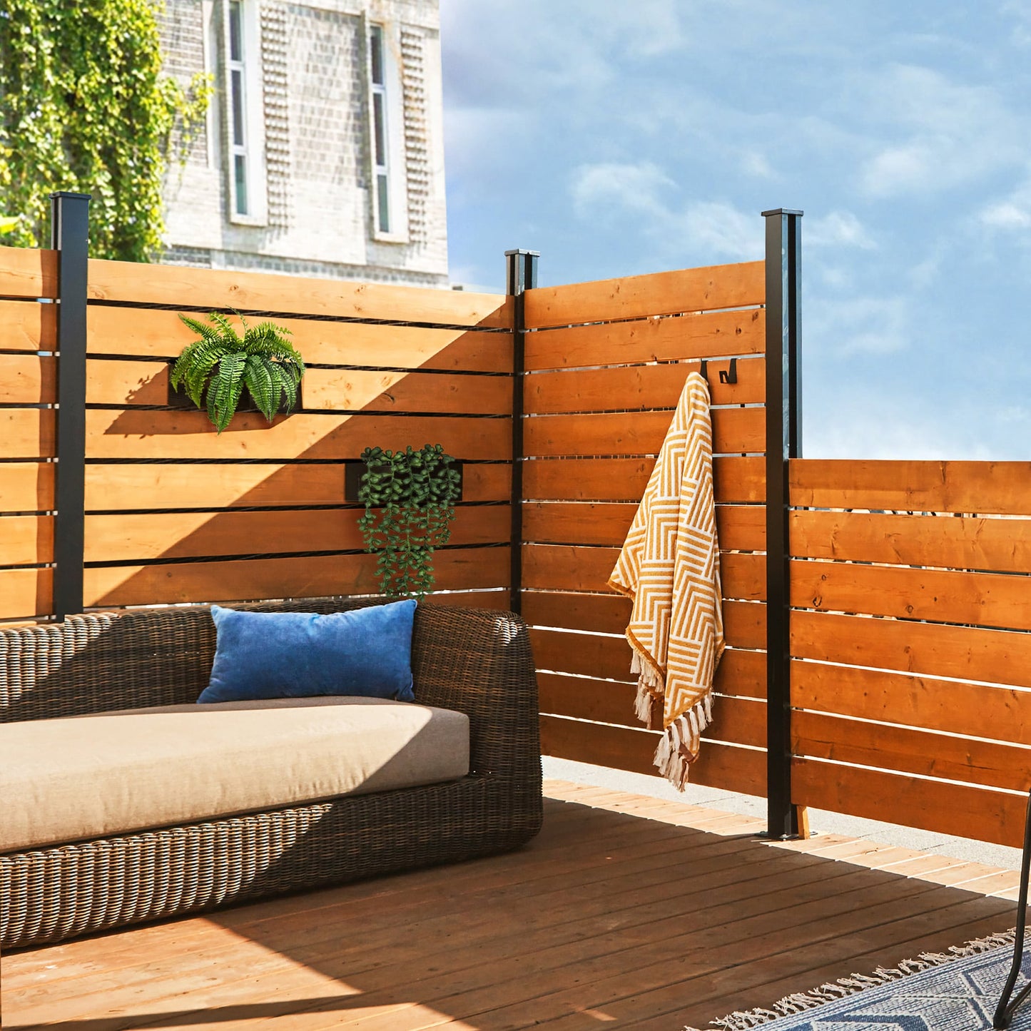 HOFT C4 Line Post 3-ft x 44-in Black Aluminum Deck Rail Kit