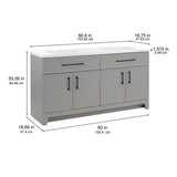 Style Selections Potter 60-in Gray Double Sink Bathroom Vanity with White Cultured Marble Top
