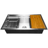 AKDY Handmade 33-in x 22-in Stainless Steel Single Bowl Undermount Residential Workstation Kitchen Sink All-in-One Kit