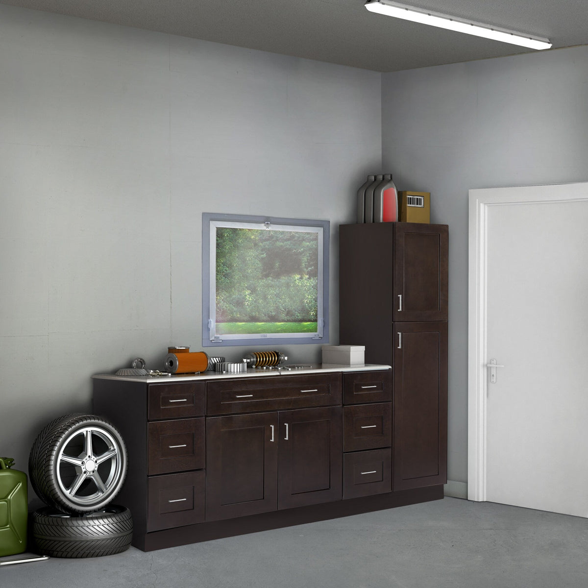 Design House Brookings 24-in W x 36-in H x 12-in D Espresso Maple Blind Corner Wall Ready To Assemble Plywood Cabinet (Recessed Panel Shaker Style)