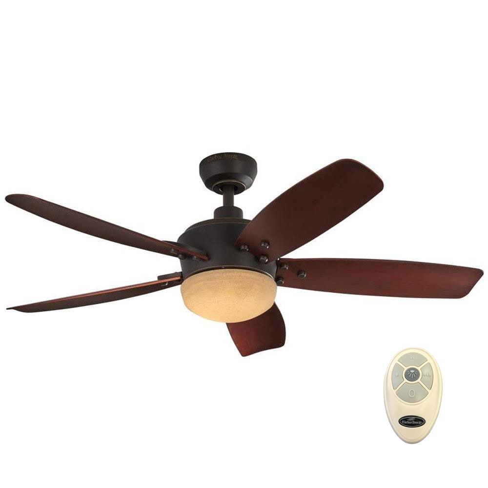 Harbor Breeze Saratoga 48-in Oil Rubbed Bronze LED Indoor/Outdoor Ceiling Fan with Remote (5-Blade)