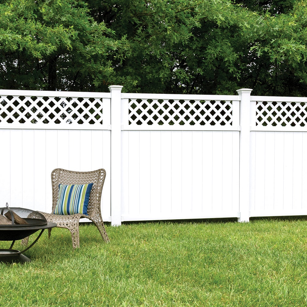 Freedom Wellington 6-ft H x 6-ft W White Vinyl Lattice-top Fence Panel (Assembled)