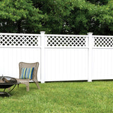 Freedom Wellington 6-ft H x 6-ft W White Vinyl Lattice-top Fence Panel (Assembled)