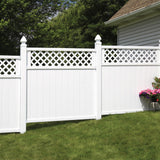 Freedom Wellington 6-ft H x 6-ft W White Vinyl Lattice-top Fence Panel (Assembled)