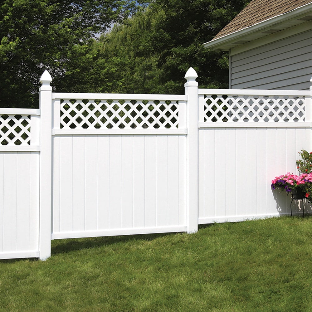 Freedom Brighton 8-ft H x 5-in W White Vinyl Lattice-top Blank Fence Post (Assembled)