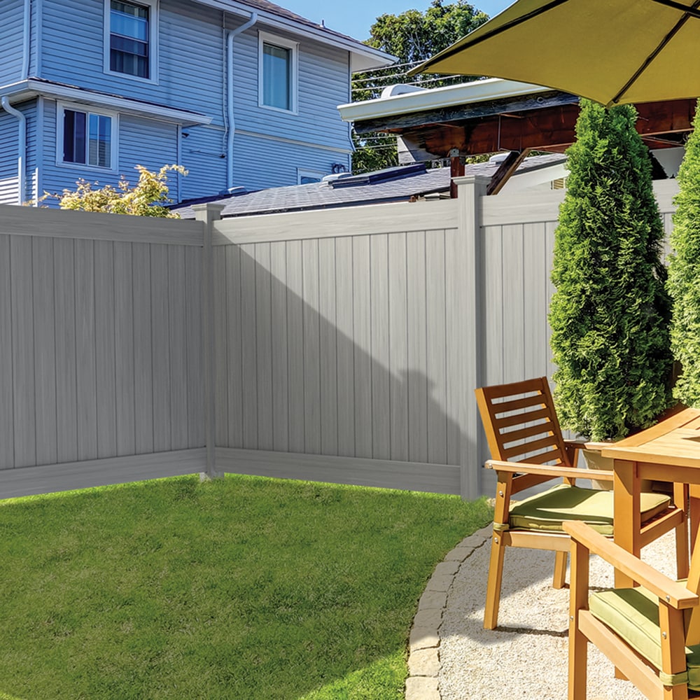Freedom Bolton 6-ft H x 8-ft W Driftwood Privacy Vinyl Fence Panel (Unassembled)