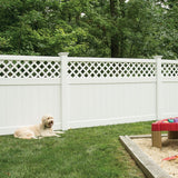 Freedom Conway 7-ft H x 5-in W White Vinyl Lattice-top Line Fence Post (Assembled)