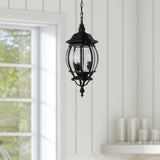 Portfolio Black Traditional Clear Glass Globe Outdoor Hanging Pendant Light, 3-Light, 20.67-in H x 8.43-in W