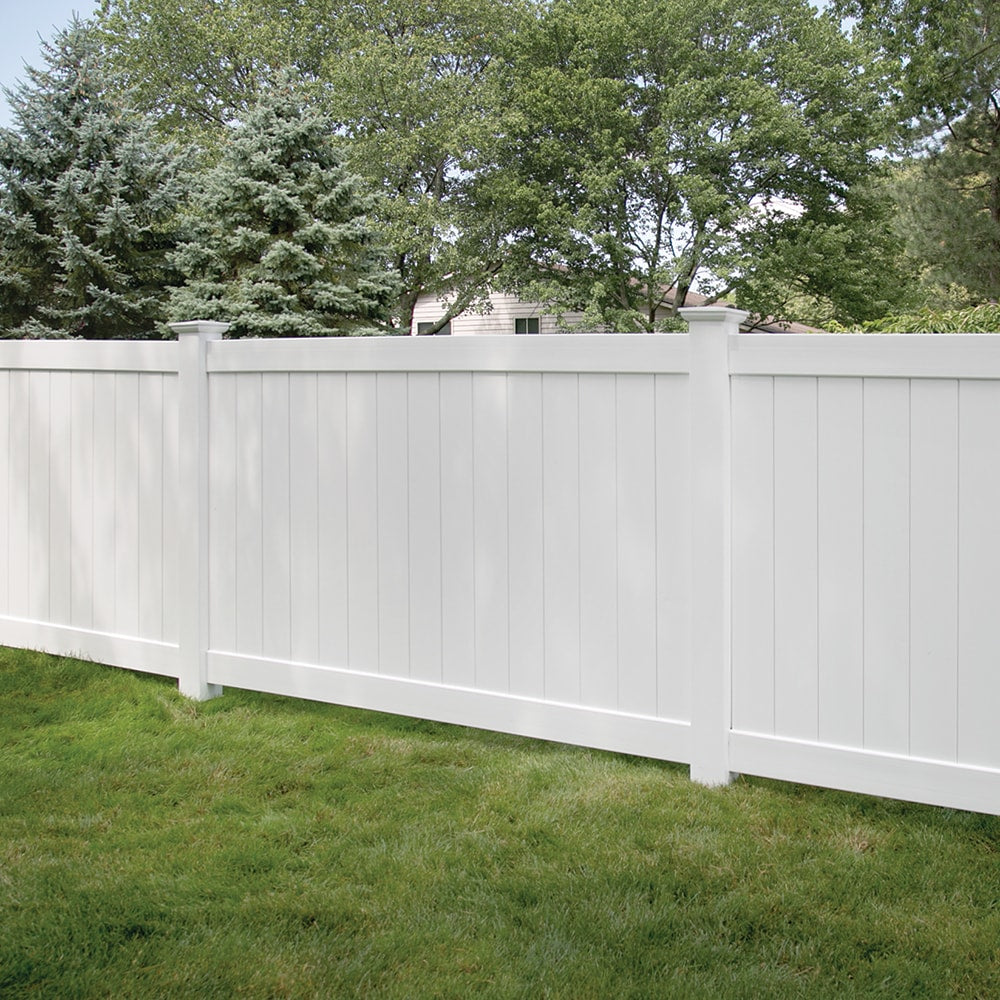 Freedom Bolton/Hampton 8-ft H x 5-in W White Vinyl End Fence Post (Assembled)