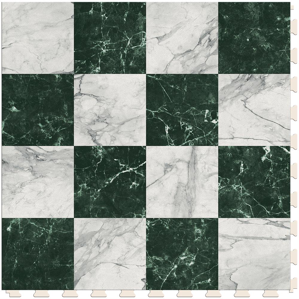 Perfection Floor Tile SodaPop Shoppe Green Marble (16) 20-in x 20-in Water-Resistant Interlocking Luxury Vinyl Tile Flooring, 16.7-sq ft Carton