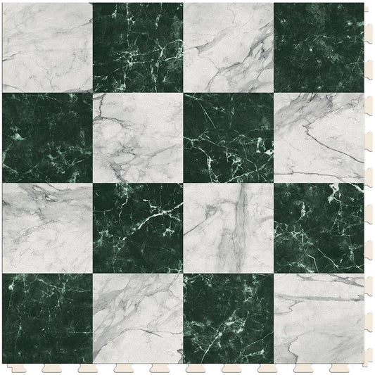 Perfection Floor Tile SodaPop Shoppe Green Marble (16) 20-in x 20-in Water-Resistant Interlocking Luxury Vinyl Tile Flooring, 16.7-sq ft Carton