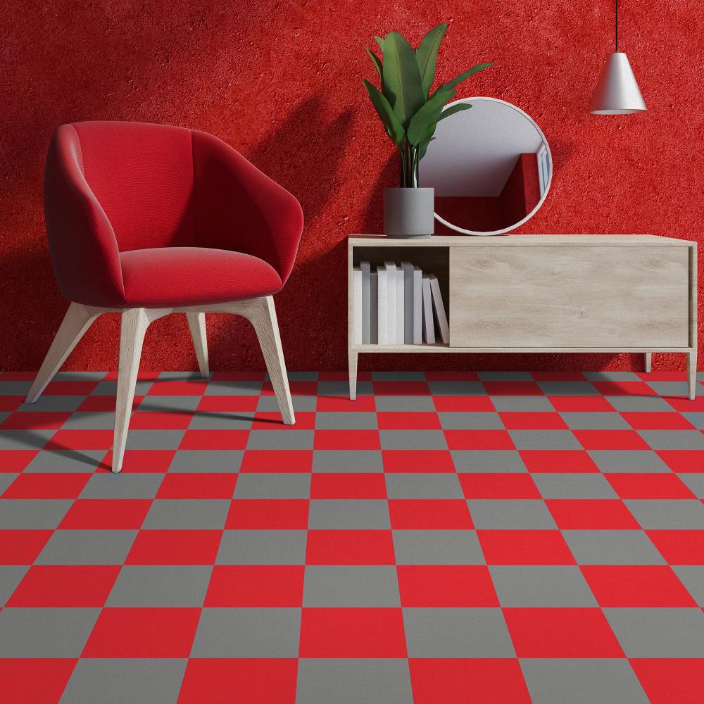Perfection Floor Tile SodaPop Shoppe Silver and Red 20-in x 20-in Water Resistant Interlocking Luxury Flooring (16.7-sq ft)