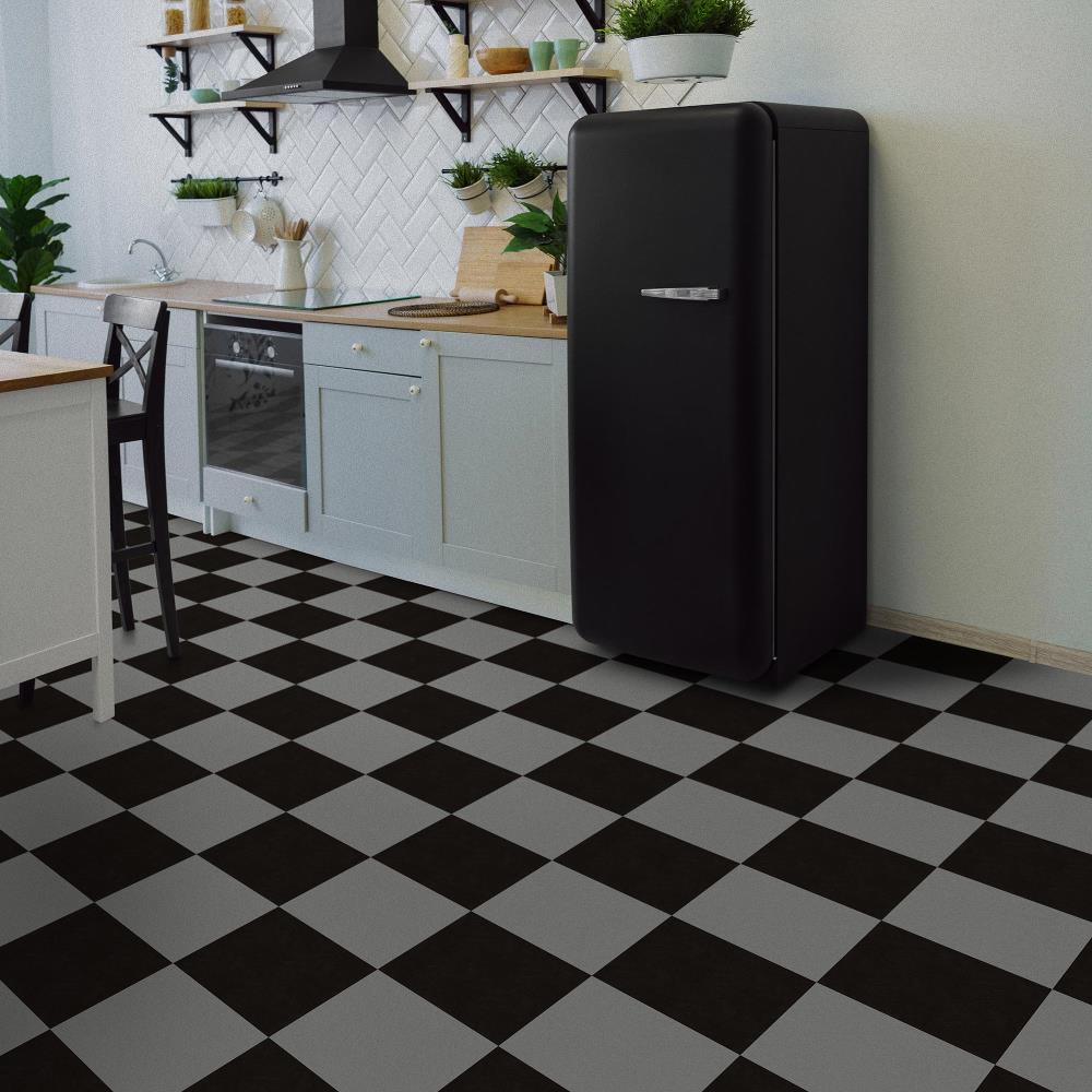 Perfection Floor Tile SodaPop Shoppe Silver and Black 20-in x 20-in Water-Resistant Interlocking Luxury Flooring (16.7-sq ft)