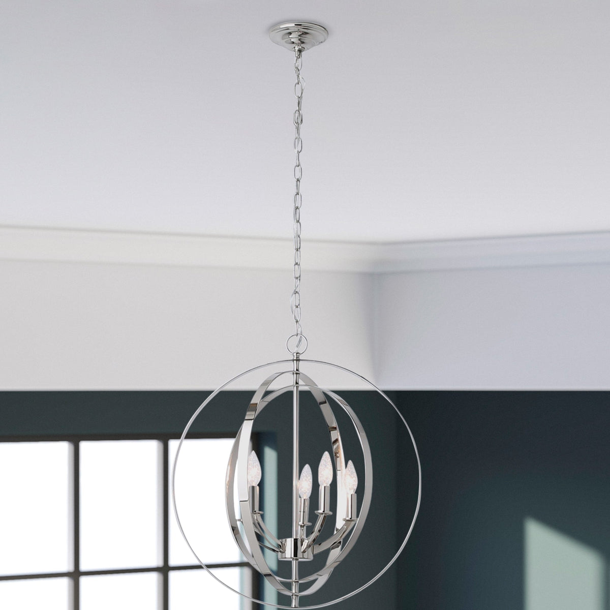 Progress Lighting Equinox 5-Light Polished Nickel Transitional Chandelier