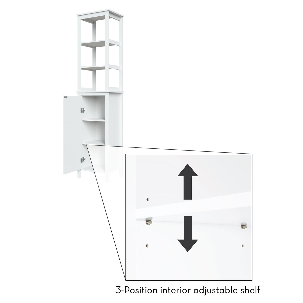 RiverRidge Madison 15.75-in x 67-in x 11.81-in White Freestanding Linen Cabinet