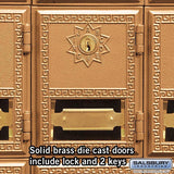 2000 Series Brass Front Loading Mailbox with 30 Doors - Super Arbor