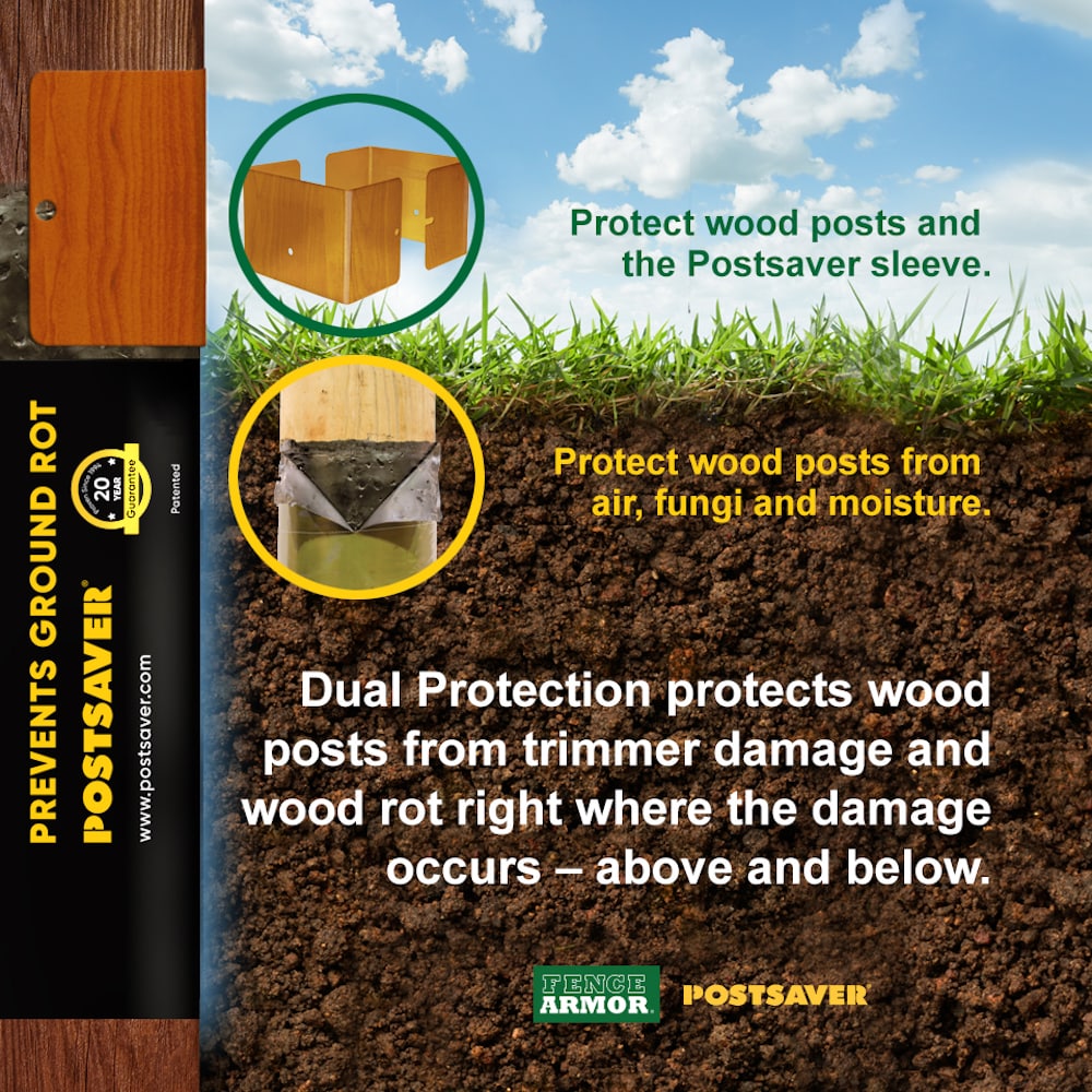 Postsaver Rot Protection Post Wrap and Tack 180-in Black/Green Composite Post Sleeve For Wood Fence