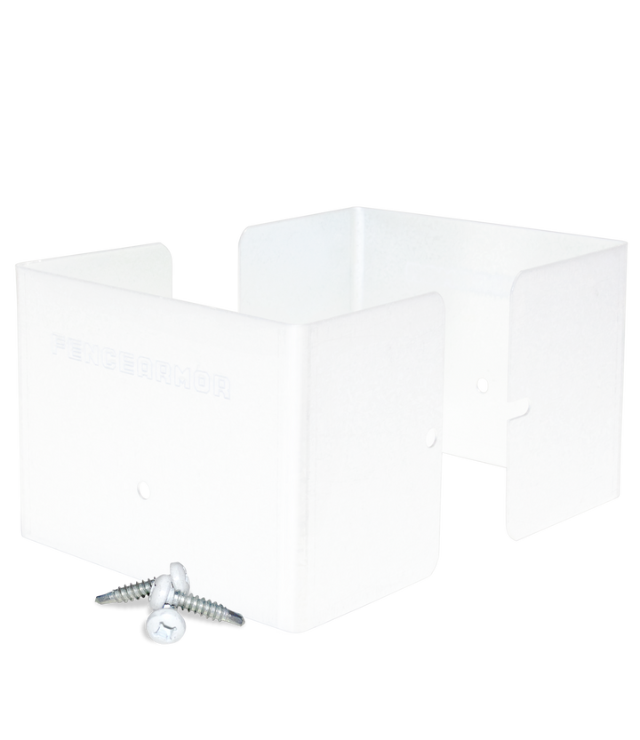 Fence Armor Full Protection Post Guard 4-in Powder Coated White Galvanized Steel Post Protector For Multiple Fence Types