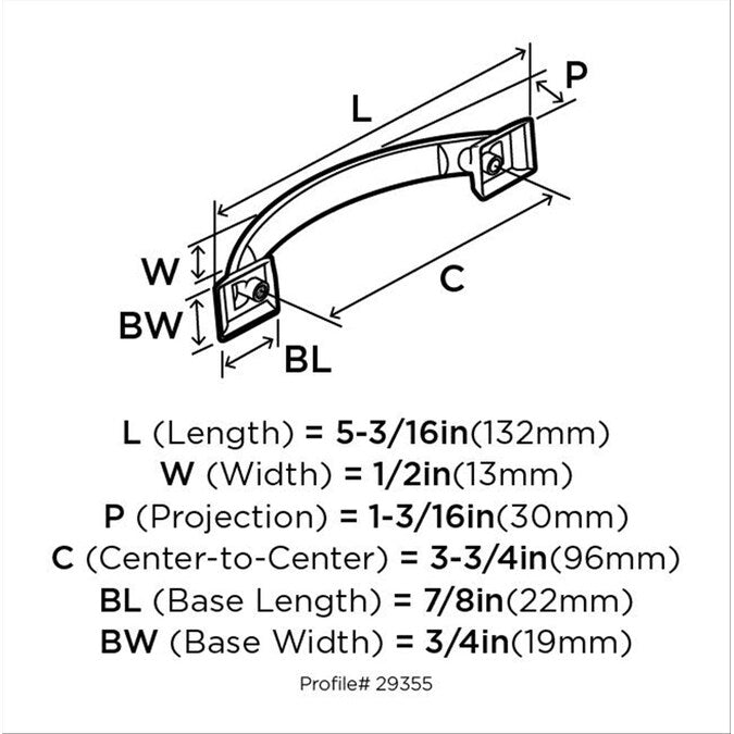 Amerock Candler 3-3/4-in (96mm) Center to Center Venetian Bronze Arch Handle Drawer Pull