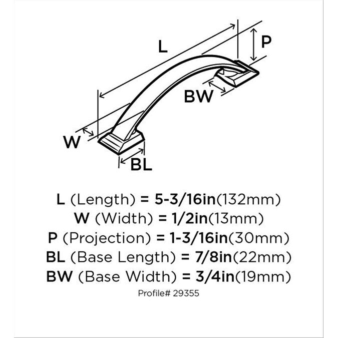 Amerock Candler 3-3/4-in (96mm) Center to Center Venetian Bronze Arch Handle Drawer Pull