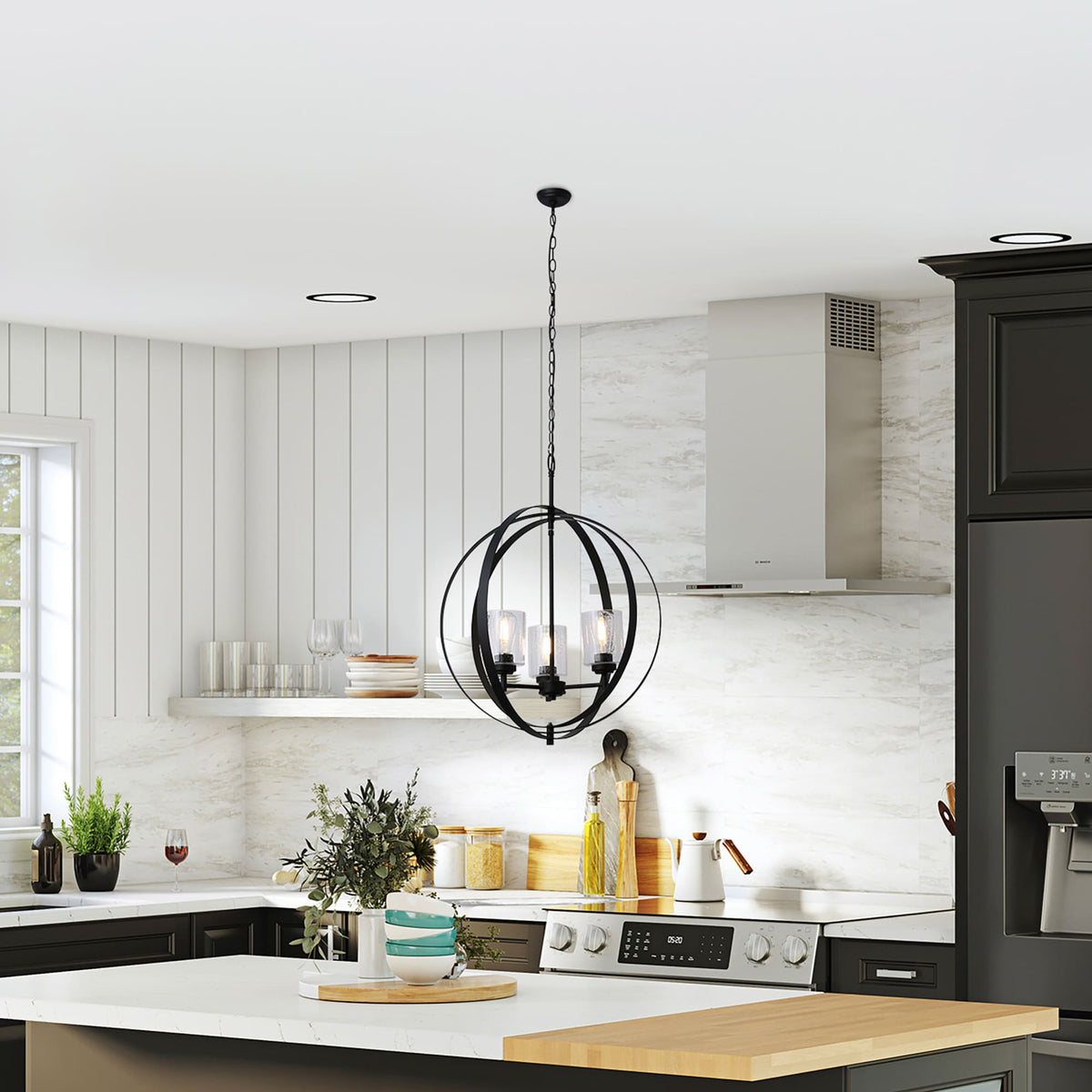 Kichler Winslow 3-Light Black Modern/Contemporary Cage Chandelier