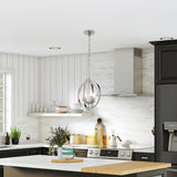 Progress Lighting Equinox 4-Light Polished Nickel Coastal Globe Medium Hanging Pendant Light