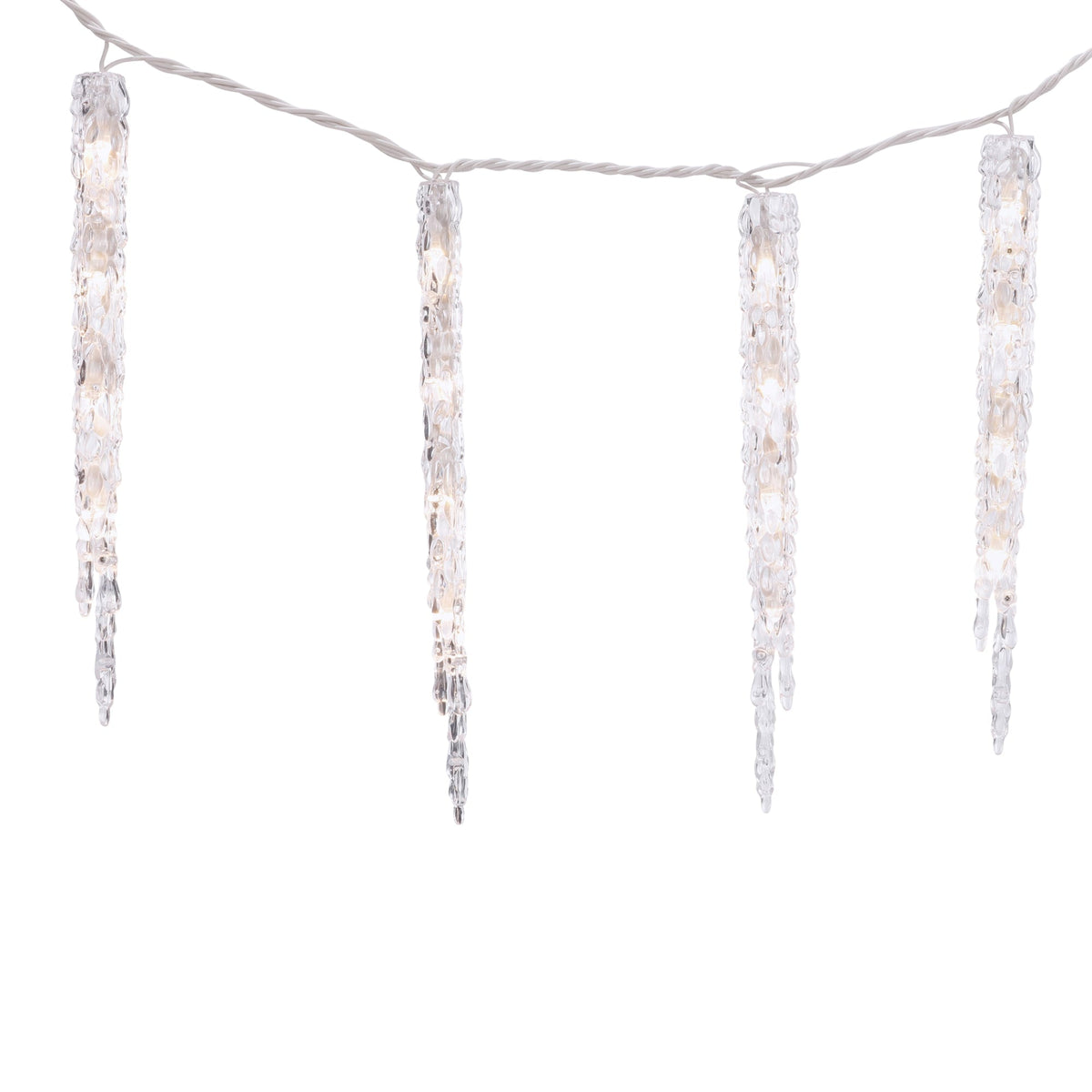 GE StayBright 52-Count Sparkling White Mini LED Plug-In Christmas Icicle Lights, 13 Icicles, 6-ft Lighted Length