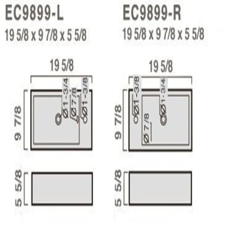 Elanti Wall-Mounted Left-Facing Rectangle Bathroom Sink in White