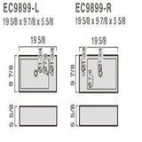 Elanti Wall-Mounted Right-Facing Rectangle Bathroom Sink in White