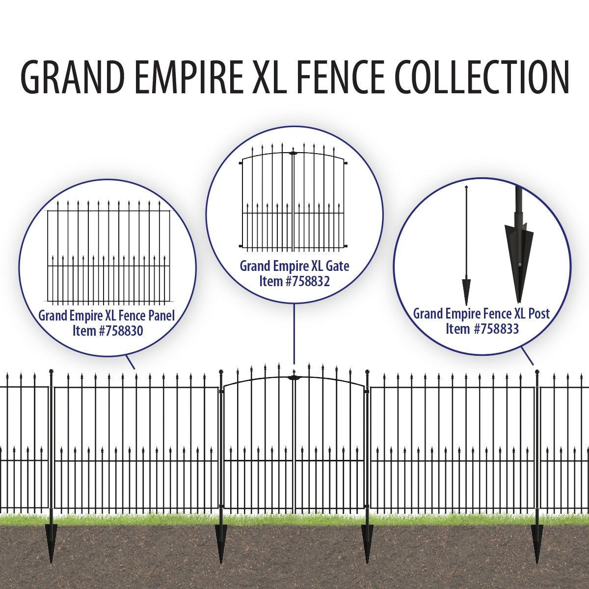 YARDLINK Empire 3-ft W Powder-coated Steel Pressed-point No Dig Decorative Fence Panel
