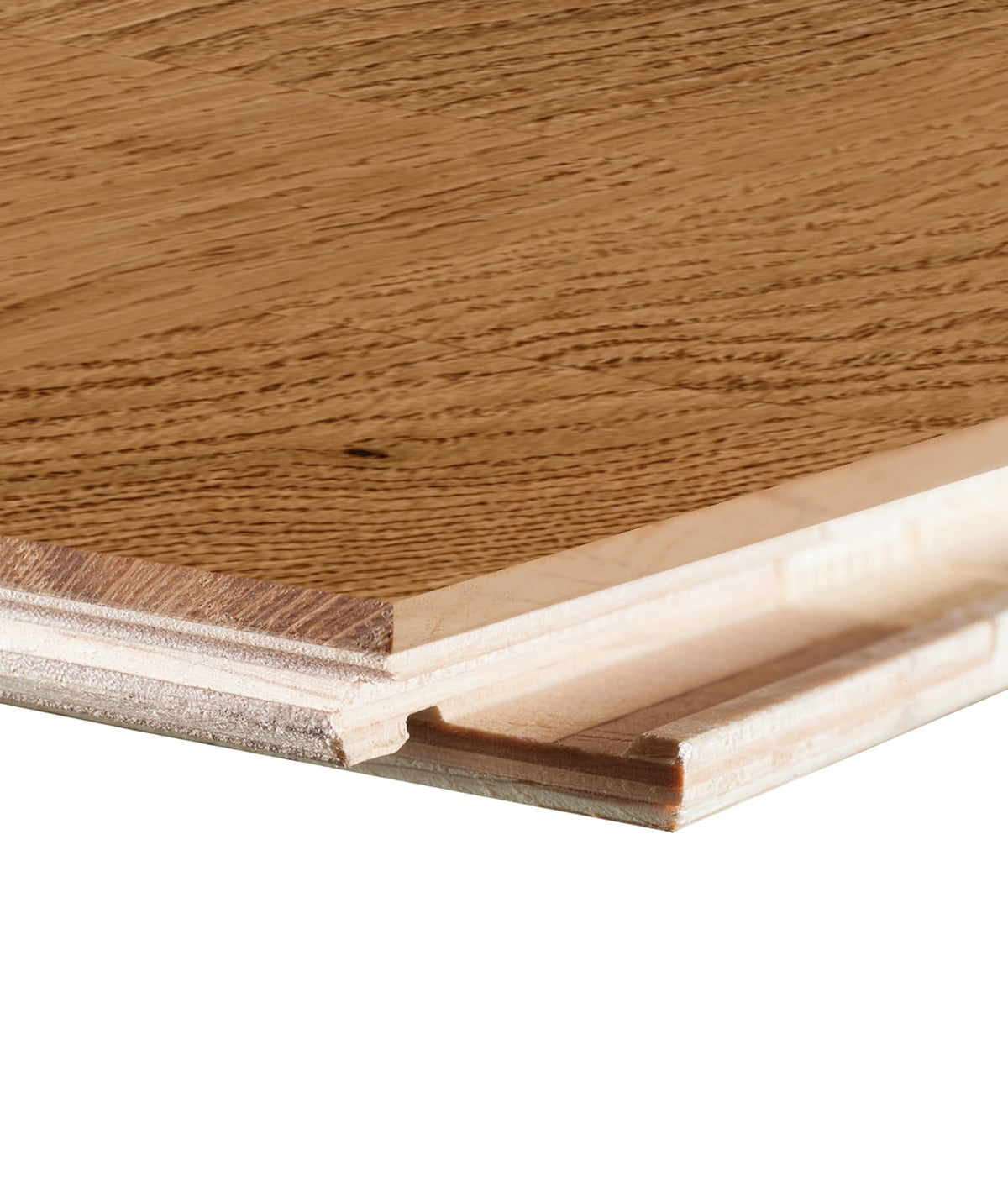allen + roth European white oak Amber is an Oak wood floor with brown, a wire brushed texture, and a low-gloss finish that highlights the wood’s natural variation hardwood flooring — surface grain detail