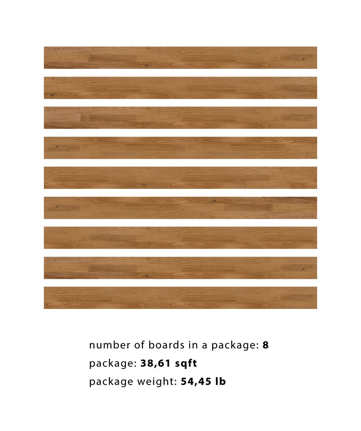 allen + roth European white oak Amber is an Oak wood floor with brown, a wire brushed texture, and a low-gloss finish that highlights the wood’s natural variation hardwood flooring — carton and plank detail