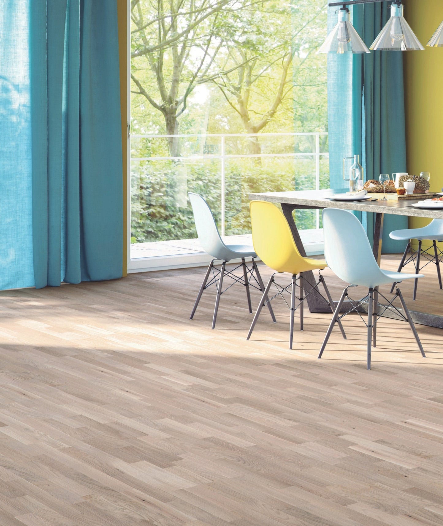 allen + roth European white oak Smokey is an Oak wood floor with gray, a wire brushed texture, and a low-gloss finish that highlights the wood’s natural variation hardwood flooring — color and finish detail