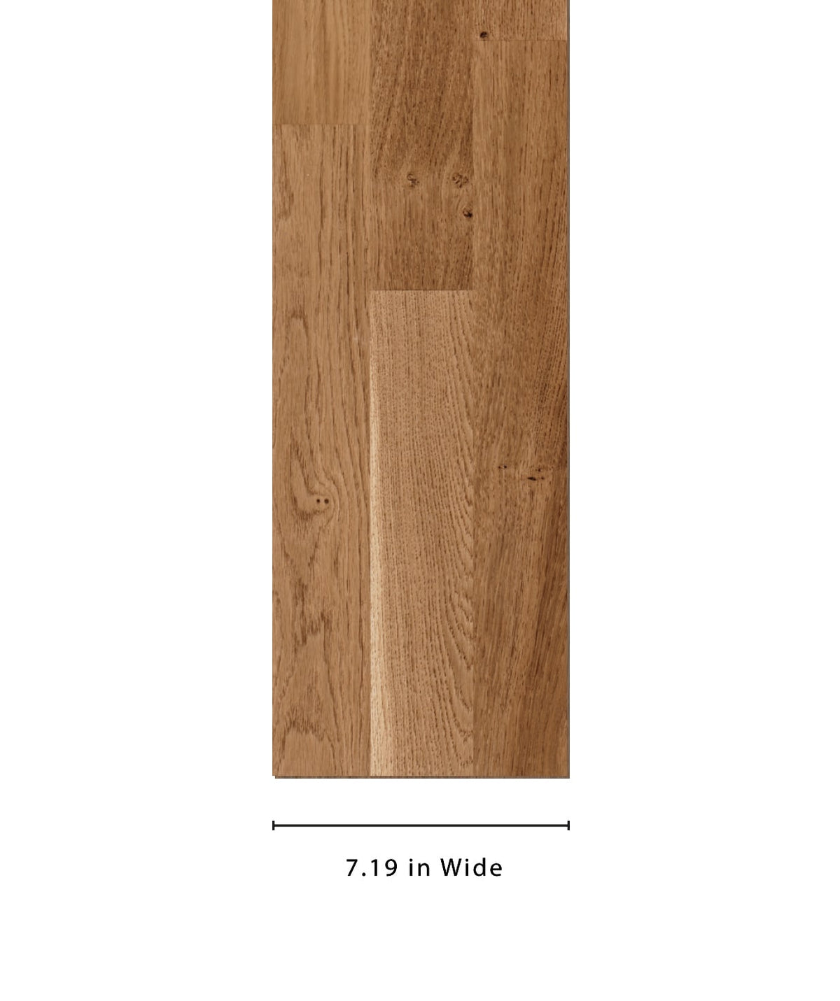 allen + roth European white oak Amber is an Oak wood floor with brown, a wire brushed texture, and a low-gloss finish that highlights the wood’s natural variation hardwood flooring — detail view