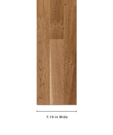 allen + roth European white oak Amber is an Oak wood floor with brown, a wire brushed texture, and a low-gloss finish that highlights the wood’s natural variation hardwood flooring — detail view