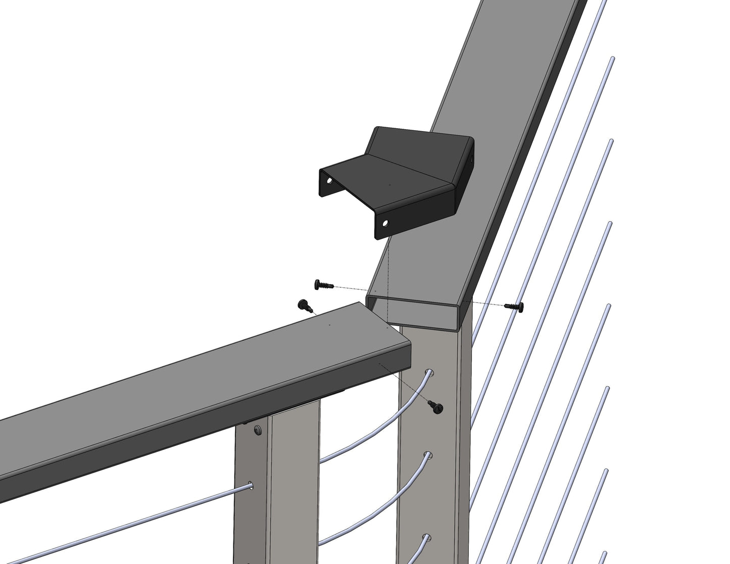 CityPost CP White Painted Galvanized Steel Rail Bracket - 3-in x 6-in - Deck Connectors for Decking, Porches, and Deck Stairs