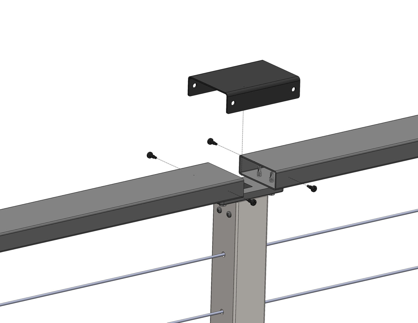 CityPost CP Black Rail Bracket for Decking, Porches, and Deck Stairs - Easy Install, Painted Galvanized Steel, 3-in x 6-in - 1 Pack