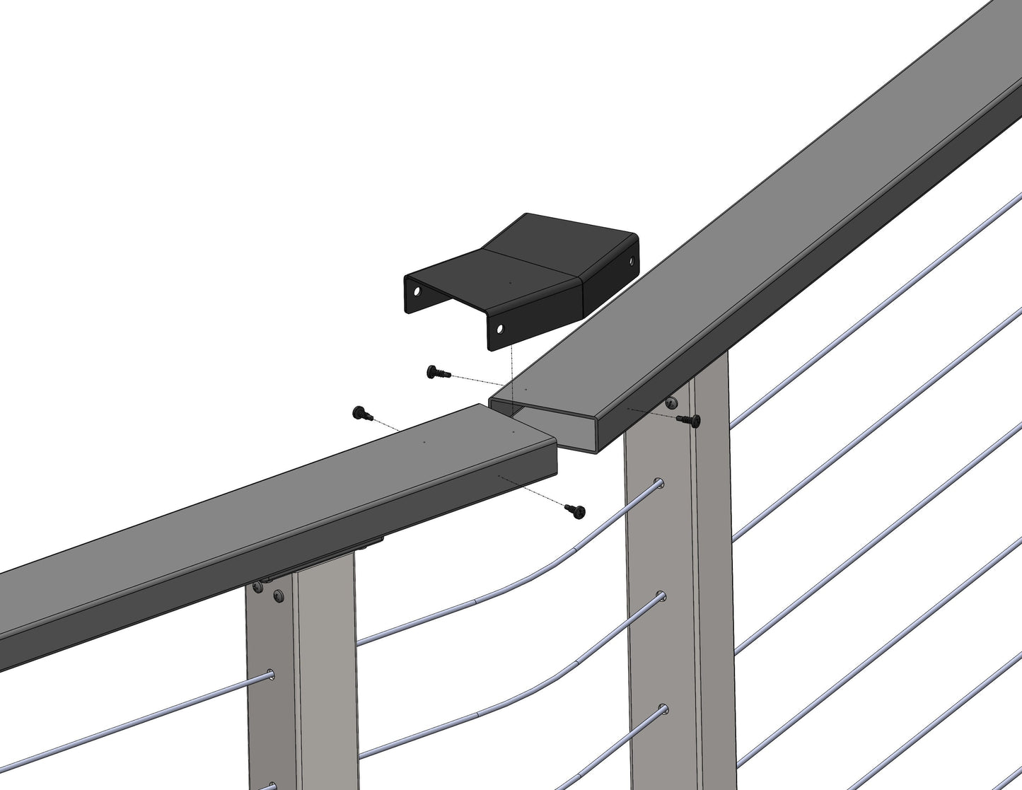CityPost CP Gray Rail Bracket for Decking, Porches, and Deck Stairs - Easy Install, Painted Galvanized Steel, 3-in x 6-in - 1 Pack