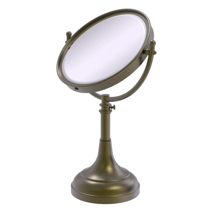 Allied Brass 8-in x 23.5-in Antique Brass Double-Sided Magnifying Countertop Vanity Mirror