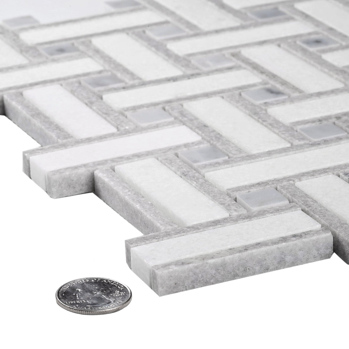 Apollo Tile Gray 10-in x 10-in Polished Natural Stone Marble Basketweave Wall Tile (4.13-sq. ft/ Carton)