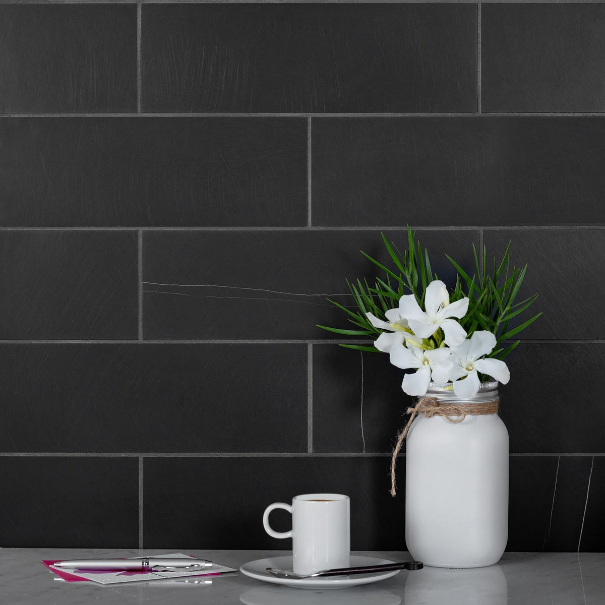 Apollo Tile (Sample) Black 4-in x 4-in Honed Marble Floor and Wall Tile