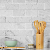 Apollo Tile Pearl White 3-in x 6-in Polished Natural Stone Marble Brick Subway Floor and Wall Tile (5-sq. ft/ Carton)
