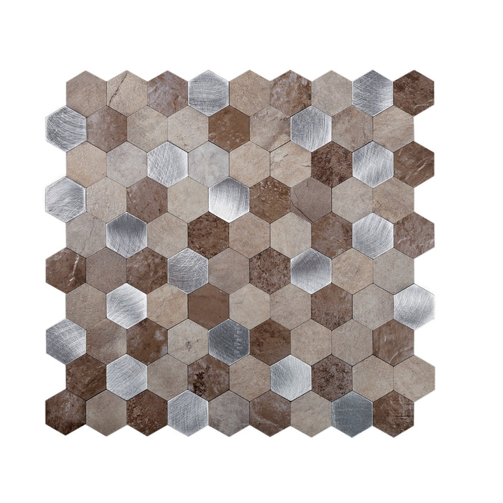 Apollo Tile Brisk Beige 11-in x 11-in Brushed PVC Hexagon Peel and Stick Wall Tile (8.79-sq. ft/ Carton)