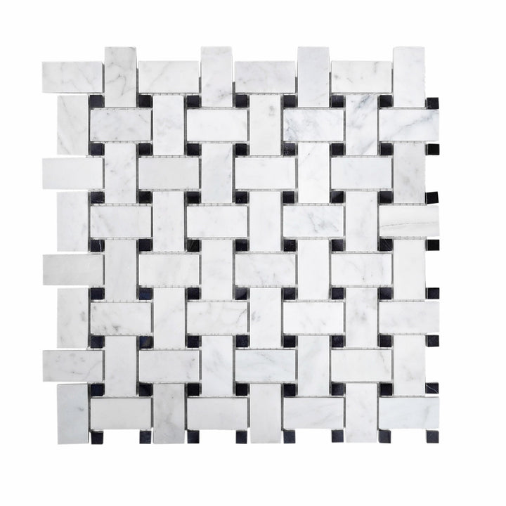 Apollo Tile (Sample) White and Black 4-in x 4-in Polished Marble Floor and Wall Tile