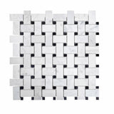 Apollo Tile White, Black 12-in x 12-in Polished Natural Stone Marble Basketweave Wall Tile (5-sq. ft/ Carton)