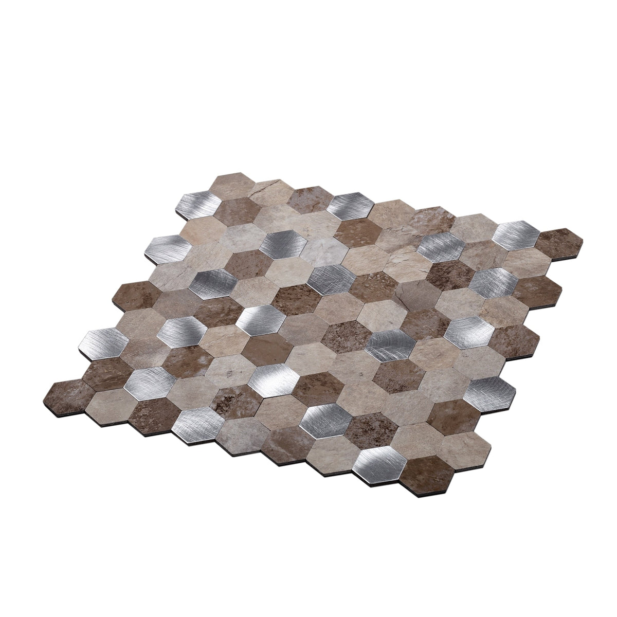 Apollo Tile (Sample) Beige 4-in x 4-in Brushed Metal Peel and Stick Floor and Wall Tile
