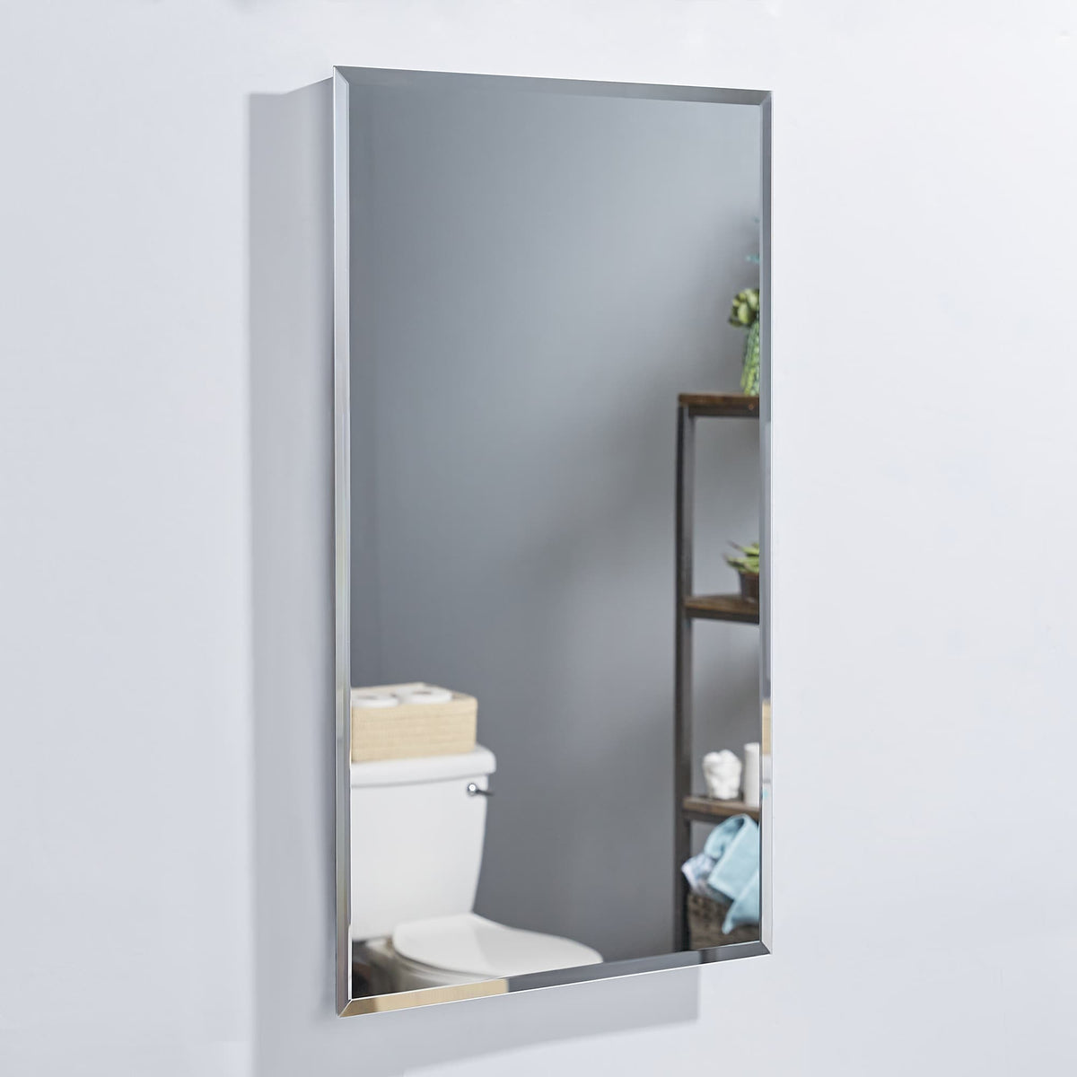 Project Source 16-in x 26-in Rectangle Surface/Recessed Frameless Mirrored Medicine Cabinet