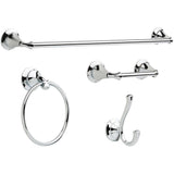 DELTA Linden 4-Piece Decorative Bathroom Hardware Set, Polished Chrome – 24 in. Towel Bar, Pivoting Toilet Paper Holder, Towel Ring & Double Robe Hook